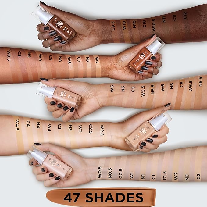 L'Oreal Paris True Match Super-Blendable Foundation, Medium Coverage Liquid Foundation Makeup, W9, Medium Deep, 1 Fl Oz