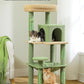 Cactus Cat Tree for Indoor Cats, 45.7" Multi-Level Cat Tower with Large Metal Frame Hammock, Cat Condo with 4 Scratching Posts and Top Perch, Green