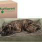 Furhaven Orthopedic Dog Bed for Large Dogs w/ Removable Bolsters & Washable Cover, For Dogs Up to 125 lbs - Faux Fur & Velvet Sofa - Dark Sage, Jumbo Plus/XXL