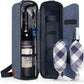 ALLCAMP Wine Bag - Insulated Cooler Bag with Wine Glasses, Bottle Opener & Wine Accessories for Wine Lovers - Portable Wine Gift Bag for Travel, Picnics, and Gift Ideas(Blue)