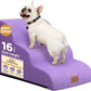 Dog Ramp and Stair for Bed 16" H-20 H,3-Step Cat Stair for Sofa and Chair,4-Step Dog Ramp for High Bed and Window,Durable Nonslip Fabric Stair for Indoor (Purple-16 H, Pet Friendly, 3)