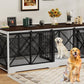 COZPAW 78 Inch Double Dog Crate Furniture, Extra Large Dog Kennel Indoor for Medium Large 2 Dogs, Heavy Duty Dog Cage Chew-Resistant Steel and Wooden Pet House with Removable Divider (White Brown)