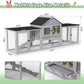 COZIWOW 82inches Extra Large Wood Rabbit Hutch Outdoor Easy to Assemble and Stable Bunny Cage Indoor with Cleaning Tray & Waterproof Roof for Small and Medium Bunny Rabbit Chick (Grey)