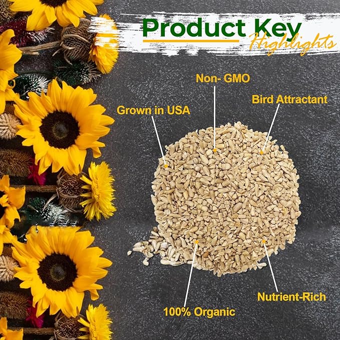 Wildlife Sunflower Hearts & Chips for Bird Feeding and Wildlife Bird attracting, Non-GMO and USA Grown, 12 lbs