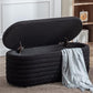 Storage Ottoman Bench Upholstered Fabric Storage Bench End of Bed Stool with Safety Hinge for Bedroom, Living Room, Entryway (45.5-inch, Black)