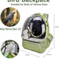 Bird Backpack Carrier Travel Cage with Perch, Tray &Food Cups for African Greys, Conures Parakeet Cockatiel Budgie,Small Animal Pet Carrier Bag for Vet Hiking Camping