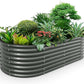 A ANLEOLIFE 8x4x2ft Galvanized Raised Garden Bed Kit, Oval Metal Deep Root Planters for Outdoor Plants Vegetables Flowers Herb, Large Bottomless, 478 Gallon Capacity- Quartz Grey