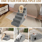 Dog Stairs for Small Dogs 27”H, 6-Step Dog Steps for High Bed, High-Density Foam Pet Stairs with Non-Slip Removable Washable Cover to Get on Bed(Grey)