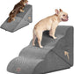 EHEYCIGA Curved Foldable Dog Stairs Ramp for High Beds 19.7" H, 4-Step Dog Steps for Small Dogs and Cats, Pet Stairs for High Bed Climbing, Non-Slip Balanced Pet Step Indoor, Grey