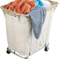 PLKOW Laundry Cart with Wheels 320L Large Rolling Laundry Cart for Commercial/Home, Rolling Laundry Basket with Steel Frame and Waterproof Lining, 9 Bushel, 32.3L x 19.7W x 30.7H Inch, Beige