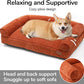 FUKUMARU Cute Dog Bed, Fluffy Dogs Couch with TPU Layer Keeping Lining Dry, Pet Sofa Medium Size Dog Easy to Care, Warm Cat Bed with Removable Zipper Cover, 36inch, Large, Orange