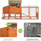 COZIWOW 82" Large Wooden Chicken Coop, Outdoor Rabbit Hutch with Wheels, Sunshine Board, Asphalt Roof, Ramp, Openable Top, Door, Window, Pull-Out Tray, Indoor Bunny Cage (Orange with Pattern)