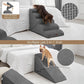EHEYCIGA Curved Foldable Dog Stairs Ramp for High Beds 22.5" H, 5-Step Dog Steps for Small Dogs and Cats, Pet Stairs for High Bed Climbing, Non-Slip Balanced Pet Step Indoor, Grey