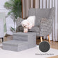 Foldable Dog Stairs/Steps 2-Tier Pet Steps Storage and Adjustable Steps for Small Medium Dogs Pet Steps Storage Stepper for High Beds Sofa Pet Dog Cat (2 Step-Light Grey)
