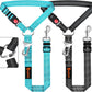 Removable Dog Seat Belt Harness for Car, 3 in 1 Pet Dog Car Seatbelt Leash, Retractable Restraint Secures to Vehicle Headrest & Adjustable Reflective Bungee Dog Seatbelt Tether, Blue and Black