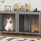 EasyCom 63" Dog Cage Furniture for 2 Pets with Divider, XL Wooden Double Dog Crate Furniture TV Stand for Mideum Breed, Durable and Sturdy