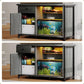 4ever2buy 55 Gallon Fish Tank Stand with LED Light & Power Outlets, 55-75 Gallon Aquarium Stand with Drawer & Barn Door, Cabinet for Fish Tank Accessories Storage for Reptile Tank, Turtle Tank, Gray