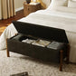 Modern Storage Benches with Walnut Wood Legs, 47'' Ottoman Bench with 20 Gallons Storage Space for Bedroom End of Bed, Fabric Upholstered Entryway Bench with Seating for Livingroom, Gray