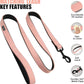 Didog Soft Padded Leather Dog Collar and Leash Set, Pink Breathable Pet Collars with 4FT PU Leather Dog Leash for Small Medium Large Dogs, Pink, XL