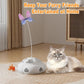 Interactive Cat Toys for Indoor Cats, 4in1 Pet Teaser Toy with Ambush Feather Wand, Motorized Fluttering Butterfly and Slow Feeder, Rechargeable Power Treat Puzzle Toys(White)