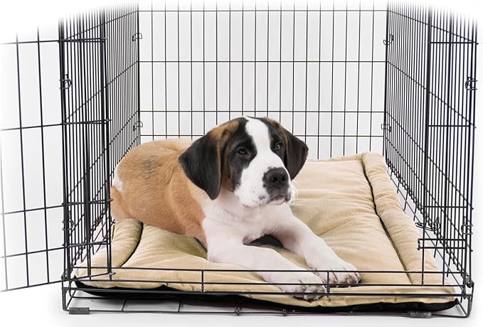 K9 Ballistics Tough Ripstop Dog Crate Pad - Durable & Machine Washable with Non-Skid Bottom and 120-Day Warranty, Fits 42" Wire Crates - Large, Sandstone