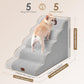 EHEYCIGA Curved Dog Stairs Ramp for High Beds, 5-Step Extra Wide Dog Steps for Small Dogs and Cats, Pet Stairs for High Bed Climbing, Non-Slip Balanced Pet Step Indoor, Light Grey