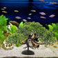LOGOFUN 4 Pcs Aquarium Bonsai Tree Artificial Water Plant Fish Tank Decorations (Deep Green)