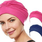 BEEMO Swim Caps for Women Swimming Turban Polyester Latex Lined Pleated for Ladies