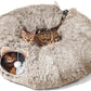Cat Tunnel with Cat Bed for Indoor Cats, Soft Plush Peekaboo Cat Cave Donut Tunnel, Multifunctional Playground Toys Hideplace for Small Medium Large Kittens, Rabbit, Ferret, Brown