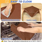 Silicone Pet Feeding Mat with Raised Edge for Food and Water, Dog Bowl Mats, Cat Bowls Placemat with High Lip for Floor Waterproof, Rubber Tray for Cats and Dogs 19 x 12 x0.7 Brown