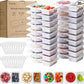 20 Sets Reusable Snack Containers with Lids & 20 Sporks – Double Compartment for Portion Control, BPA-Free Leak-Proof Dipping Containers for Meal Prep, Travel, and Outdoor Snacks (White)