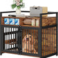 Furniture Style Dog Crate with Storage, 41 Inch Dog Crate Furniture with Double Doors, 2 Stainless Steel Bowls, Dog Crate Furniture-Style Crate for Large/Medium Dog