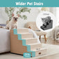 Dog Stairs for Small Dogs, 5 Tier Wider Pet Stairs for High Beds, 23.6" H Non-Slip Dog Steps for Old Cats, Puppies, Small Medium Dogs, 29.5x19.7x23.6 inch, Beige