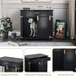 LZUUOB 37.8'' Dog Crate Furniture with Storage Drawer, Decorative Wooden Dog Kennel with Sliding Barn Door, Indoor Water Resistant Cage for Pet, Small, Medium, Large Dog (Black Gold Oak)