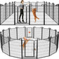 Dog Playpen Outdoor 16 Panels Heavy Duty Dog Fence 47" Height Anti-Rust with Doors Portable for RV Camping Yard, Total 36FT, 103 Sq.ft, Snowy Black