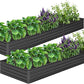 MGNO 2pcs 10x3x1FT Galvanized Raised Garden Bed-Outdoor Planter Box for Vegetables-Metal Garden Bed,Rectangle Planting Box for Herb,Flower,Black