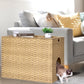 Cat Litter Box Enclosure with Litter Trapping Mat; Handwoven Plastic Rattan Cat House; No Installation Hidden Cat Washroom; Pet Crate for Balcony,Bedroom,Living Room