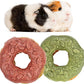 TEEWY 3PCS Guinea Pig Toys, Prevent Teeth Overgrowth, Natural Vegetables and Timothy Grass, Hamster Chew Toys, Guinea Pig Chew Toys, Chinchilla Toys, Donut-Shaped