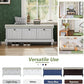 Classic Shoe Storage Bench with Cushion and Three Drawers, Fluted Entryway Bench with Storage for Entryway, Living Room, Hallways 44.0" L x 15.9" W x 18.9" H Gray Wash