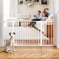 BABELIO 36-57" Extra Wide Baby/Dog Gate, Auto Close with Large Walk Thru Door,Safety for Pet, House, Stairs and Doorways, Pressure Mounted for Chlid, White