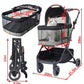 ROODO Fashion 3-in-1 Dog Cat Stroller with Detachable Carrier&Car Seat Combo Best Lightweight Folding Portable All-Terrain Travel Pet Gear Puppy Doggie Kitty Stroller for up to 30 lbs(Grey Lattice)
