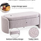 48 Inch Lamb Fleece Oval Storage Bench Upholstered Ottoman Bench with Storage, Bedroom Bench with Large Storage Space, for Bedroom Living Room Entryway, Grey