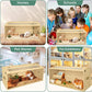 32" Hamster Habitat Enclosure, Top Opening Lockable Roof Door, Gerbil Dwarf Hamster Cage with Hygrometer, Chewproof Syrian Hamster Cage for Mice, Small Animal, (Wooden, 32" L x 16" W x 16" H)