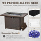 Propane Fire Pit Table,44 Inch 55000 BTU Outdoor Gas Fire Pit Rectangular with Glass Wind Guard for Outside Patio Deck (Brown-Aluminum Top)