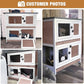 Rabbit Hutch Indoor Outdoor, Bunny Cage with Casters, Guinea Pig Cage Bunny Hutch with Two Plastic Trays 36inch-Brown