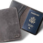 PEGAI Personalized Leather, Passport Holder For Travel | Handmade Passport Wallet Cover Case | Travel Document Holder, Passport Cover for Men, Women, and Family | Pike (Rock Grey)