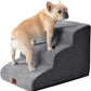 EHEYCIGA Curved Dog Stairs Ramp for Small Dogs 15.7" H, 3-Step Dog Steps for Couch Sofa and Chair, Pet Stairs for Cats, Non-Slip Balanced Pet Steps Indoor, Grey