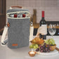 ZORMY 2 Bottle Insulated Wine Tote Bag, Wine Carrier Travel Padded Cooler Bag with Shoulder Strap & Corkscrew Opener, Perfect Wine Lover's Gift, Great for Picnics Grey