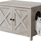 JY QAQA Cat Litter Box Enclosure,Litter Box Furniture Hidden with Barn Door,Wooden Washroom Furniture,Cat House,Fit Most of Litter Box