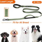 TwoEar 5FT 1IN Strong Green Dog Leash with 2 Padded Handles, Traffic Handle Extra Control, Comfortable Soft Dual Handle, Auto Lock Hook, Reflective Walking Lead for Small Medium and Large Dogs